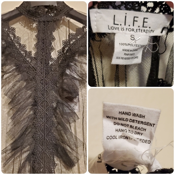 NWT LIFE sheer lace long sleeve blouse - Picture 2 of 2